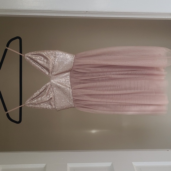 Forever21 Sequined Pink Champaigne Tulle Mini Dress Women's Size Small - Picture 1 of 16